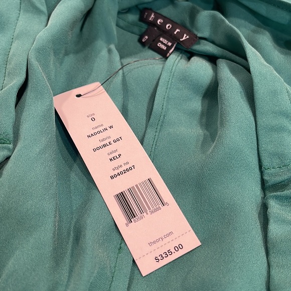 NWT Theory Women's Green Nadolin Silk Georgette Dress - Picture 5 of 6